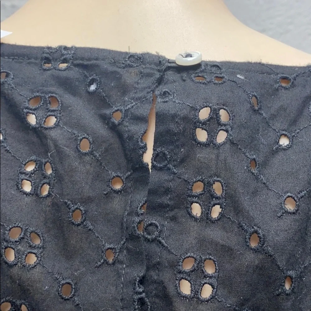 J Crew Mercantile Eyelet yoke linen Top- NWT